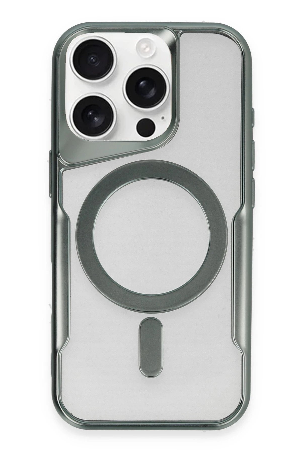 Newface iPhone 16 Pro Kılıf Boyi Magsafe Silikon Kapak - Yeşil