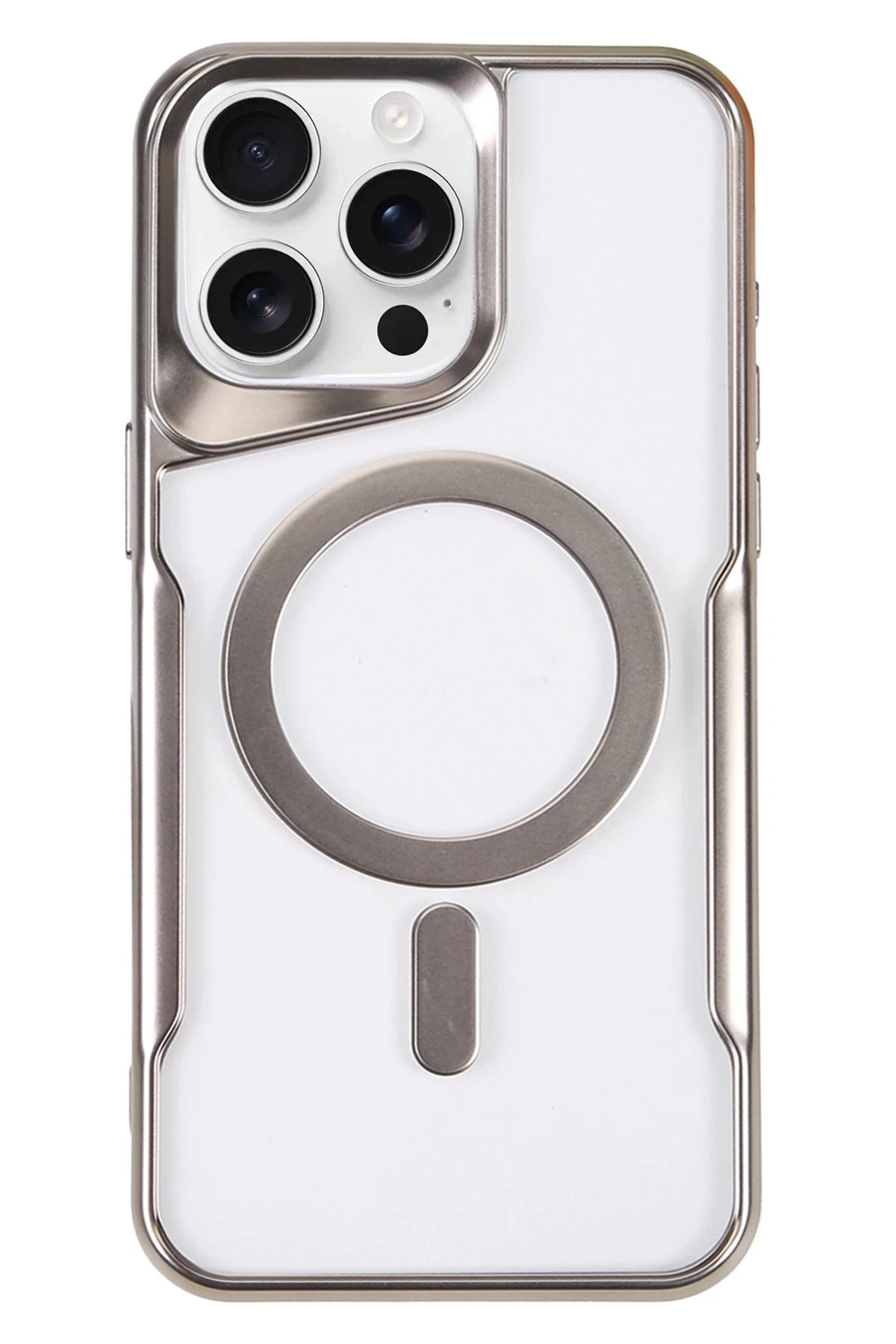 Newface iPhone 16 Pro Max Kılıf Boyi Magsafe Silikon Kapak - Gümüş