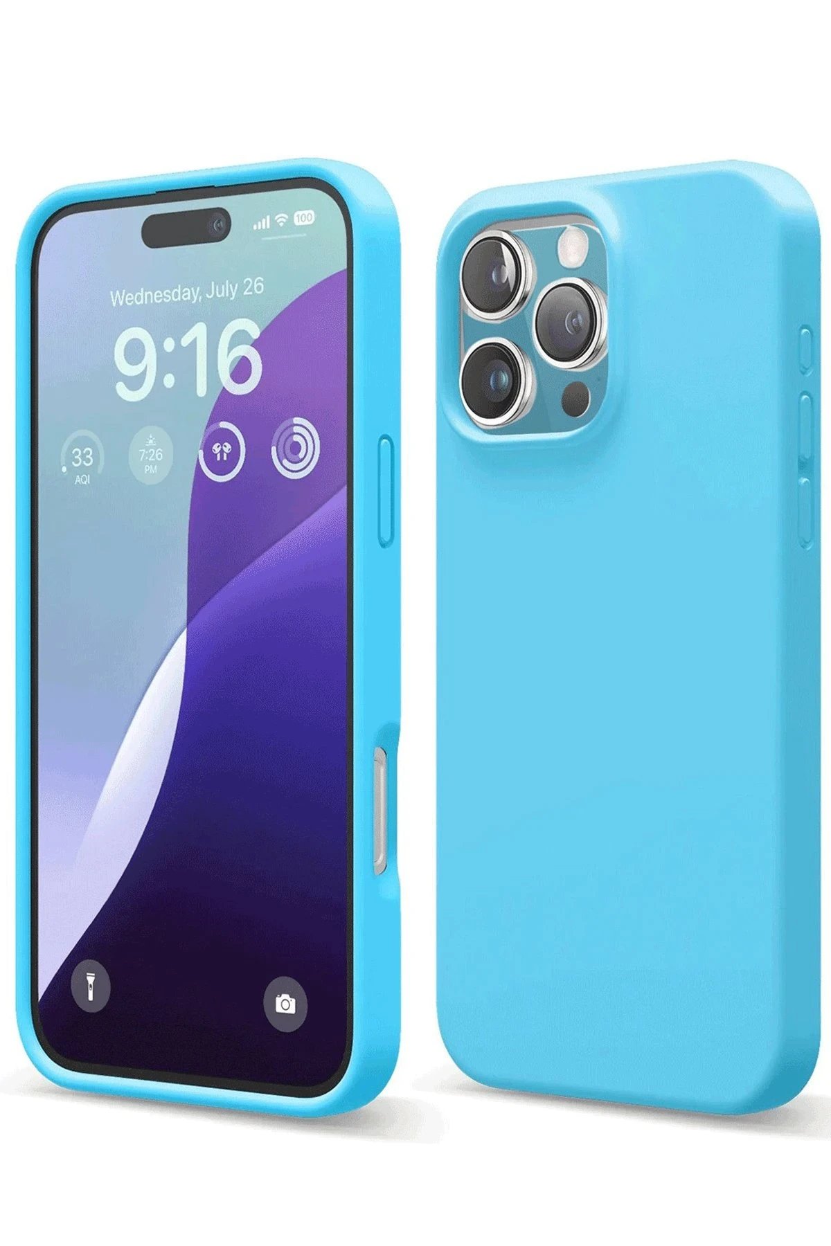 Newface iPhone 16 Pro Max Kılıf Nano içi Kadife Silikon - Mavi