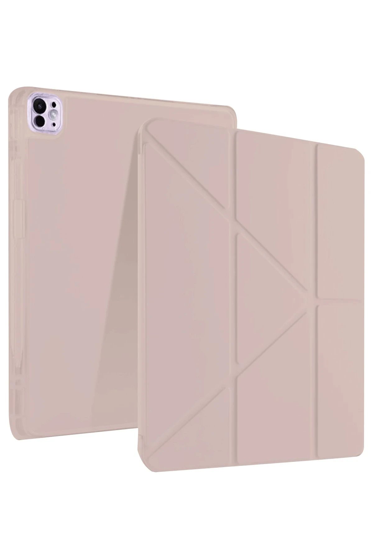 Newface iPad Pro 13 (2024) Kılıf Kalemlikli Mars Tablet Kılıfı - Rose Gold