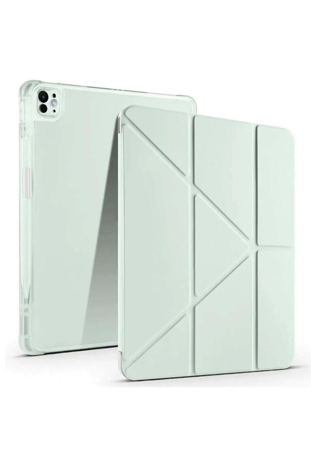 Newface iPad Pro 13 (2024) Kılıf Kalemlikli Mars Tablet Kılıfı - Açık Yeşil