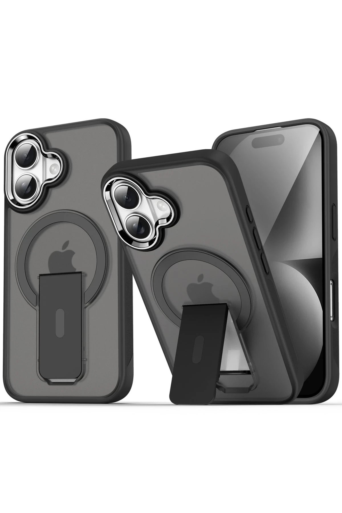 Newface iPhone 16 Plus Kılıf Tork Magsafe Standlı Kapak - Siyah