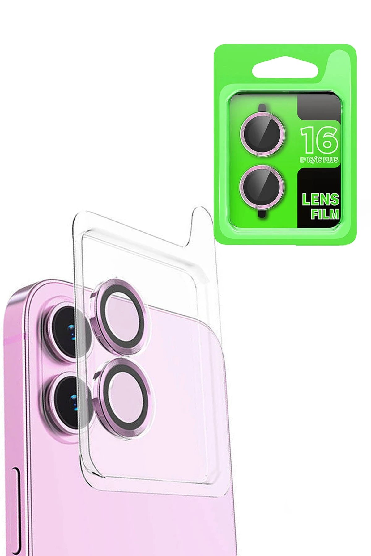 Newface iPhone 16 Plus Raze Metal Kamera Lens - Pembe
