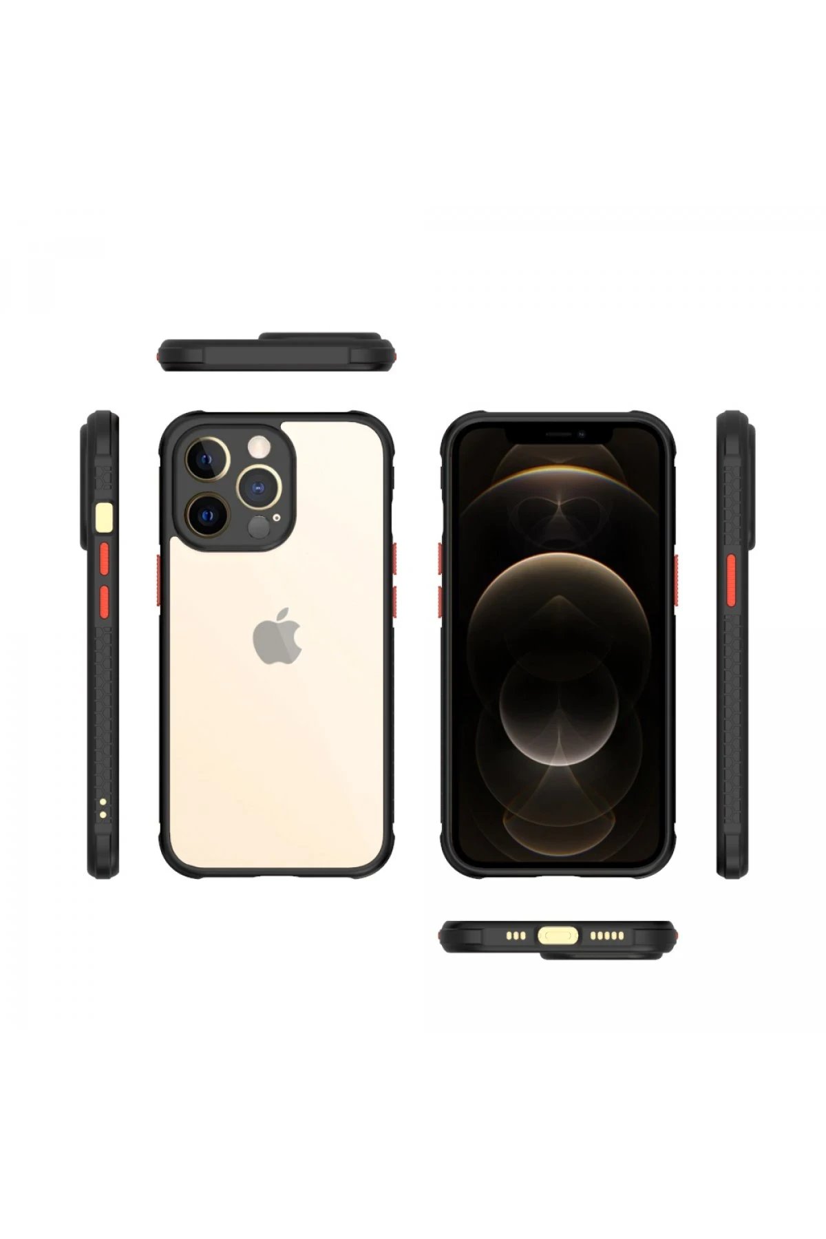 Newface iPhone 13 Pro Kılıf Miami Şeffaf Silikon - Siyah