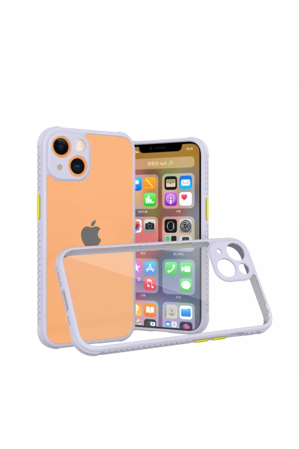 Newface iPhone 13 Mini Kılıf Miami Şeffaf Silikon - Lila