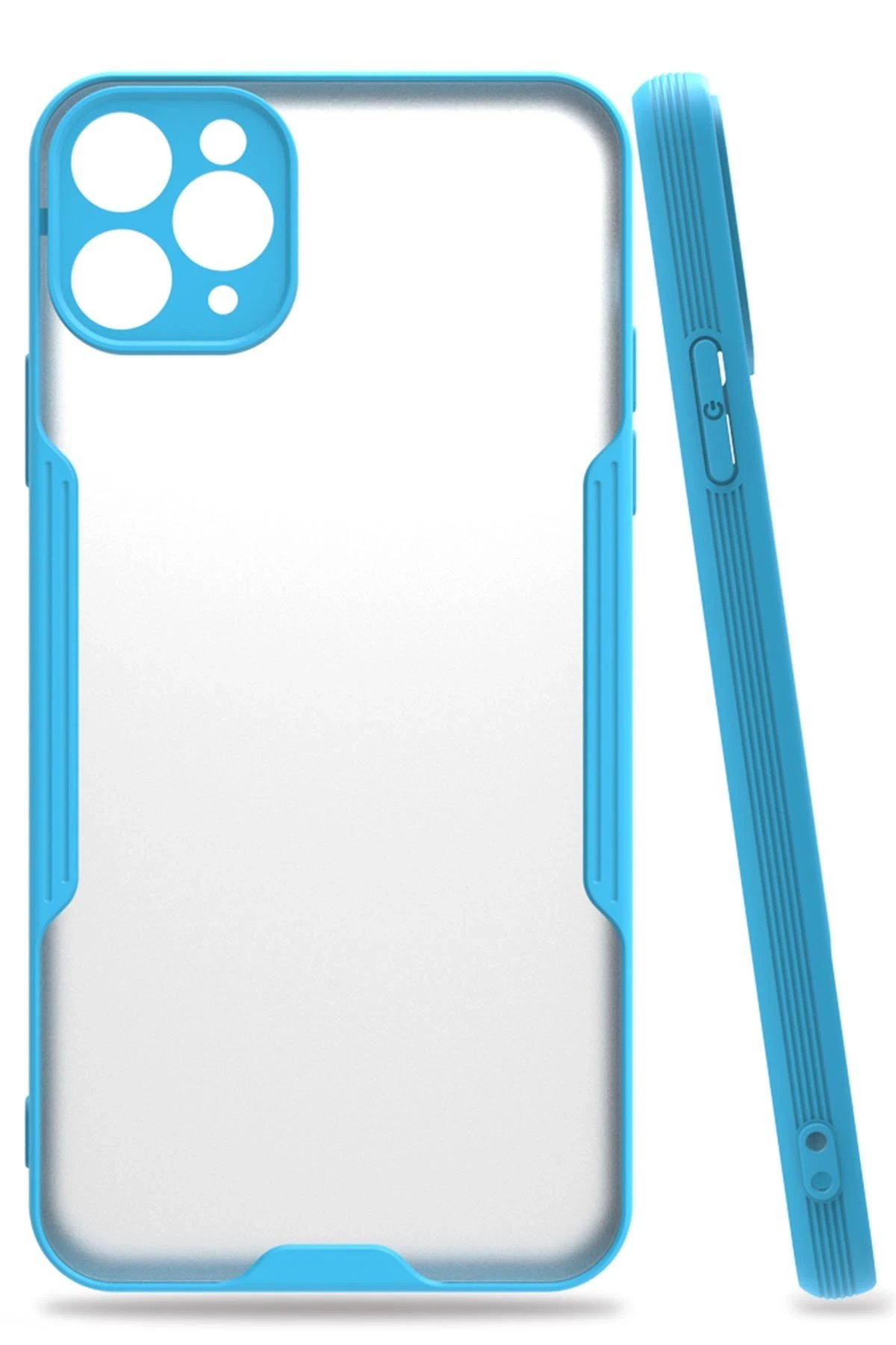 Newface iPhone 11 Pro Max Kılıf Platin Silikon - Mavi