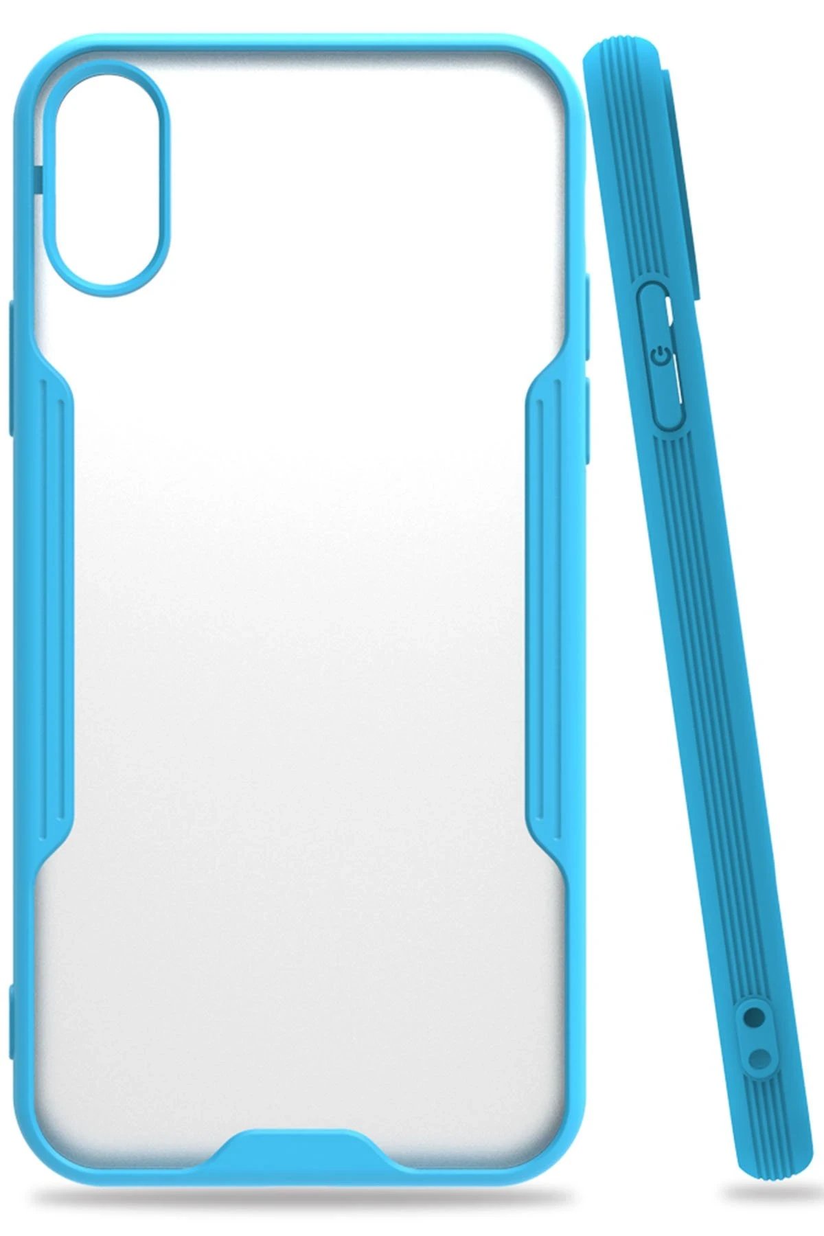 Newface iPhone X Kılıf Platin Silikon - Mavi