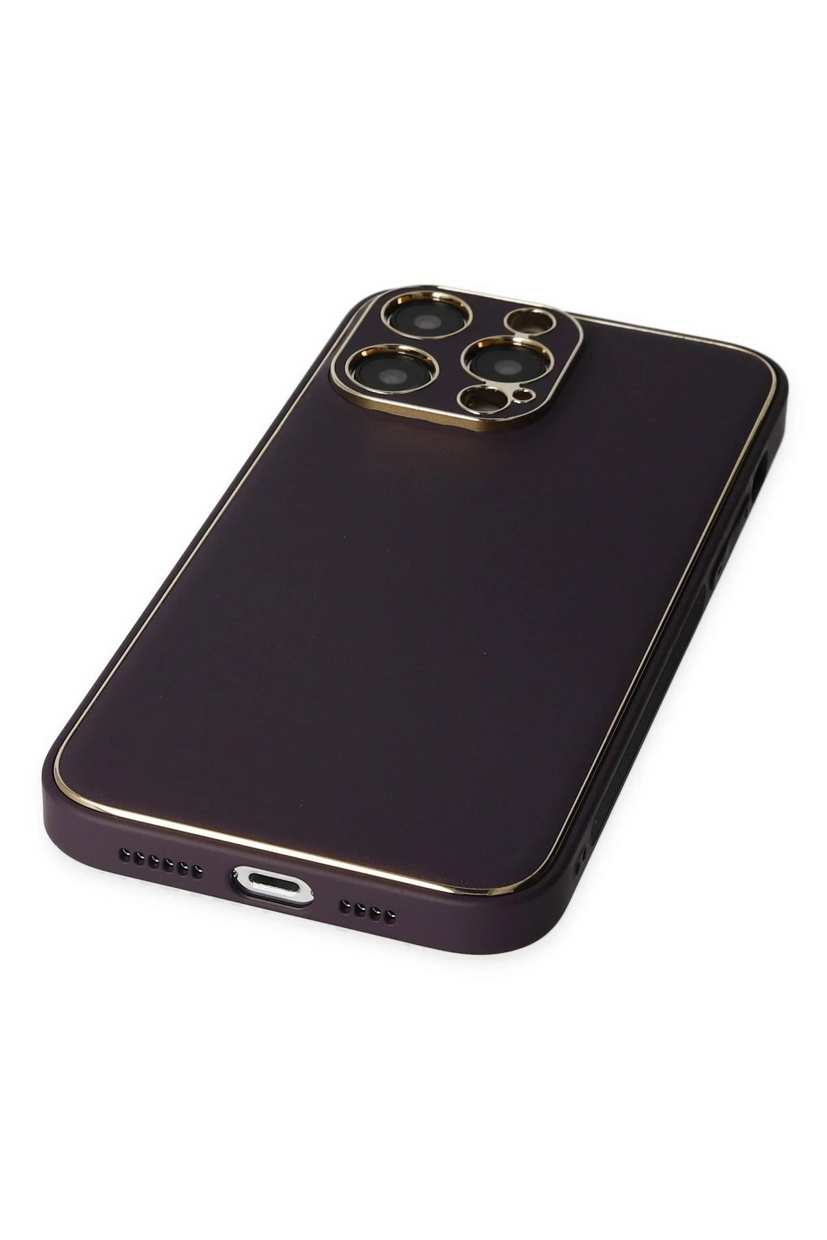 Newface iPhone 13 Pro Kılıf Coco Deri Silikon Kapak - Derin Mor