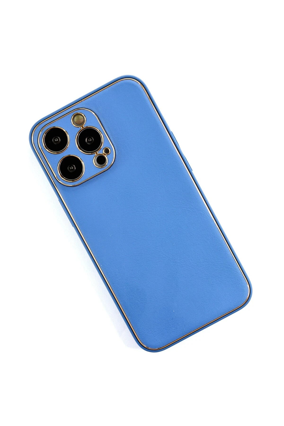 Newface iPhone 13 Pro Max Kılıf Coco Deri Silikon Kapak - Açık Mavi