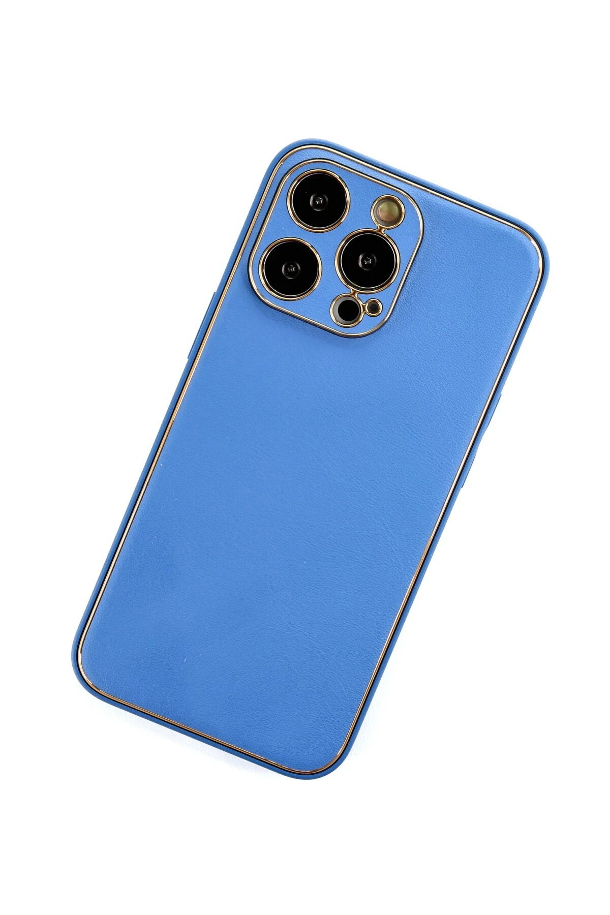 Newface iPhone 13 Pro Max Kılıf Coco Deri Silikon Kapak - Açık Mavi