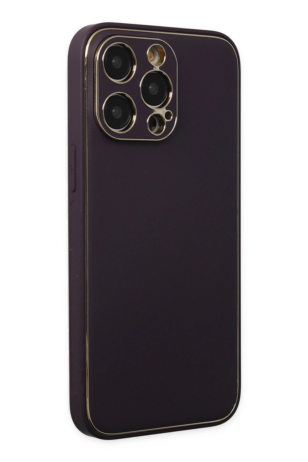 Newface iPhone 13 Pro Max Kılıf Coco Deri Silikon Kapak - Derin Mor