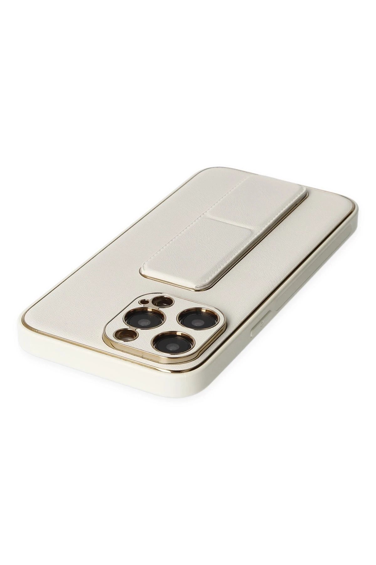 Newface iPhone 13 Pro Kılıf Coco Deri Standlı Kapak - Beyaz