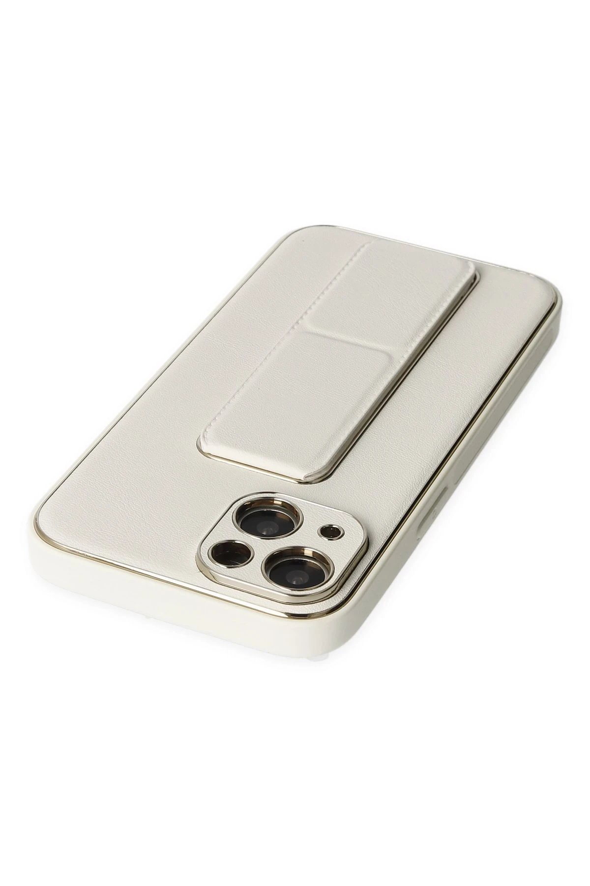 Newface iPhone 13 Kılıf Coco Deri Standlı Kapak - Beyaz