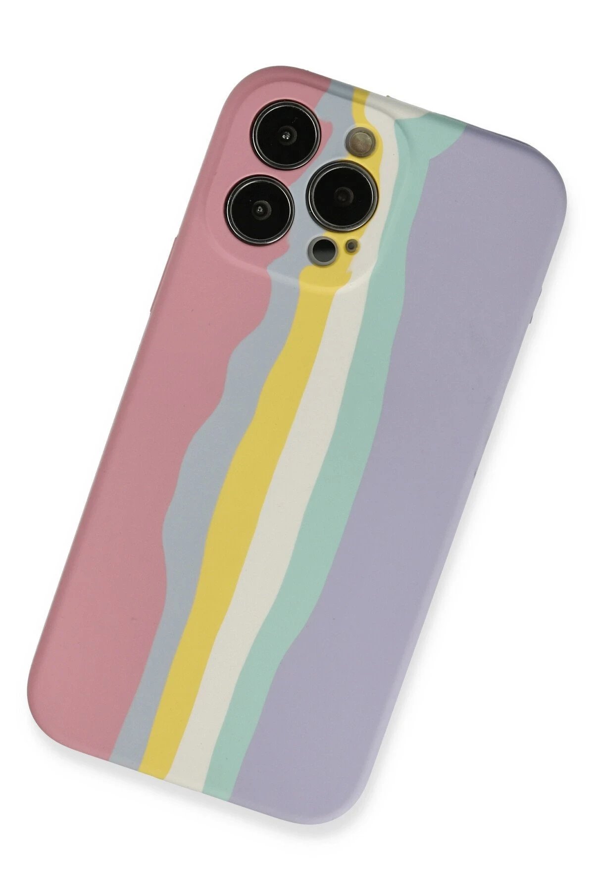 Newface iPhone 13 Pro Kılıf Ebruli Lansman Silikon - Pembe-Lila