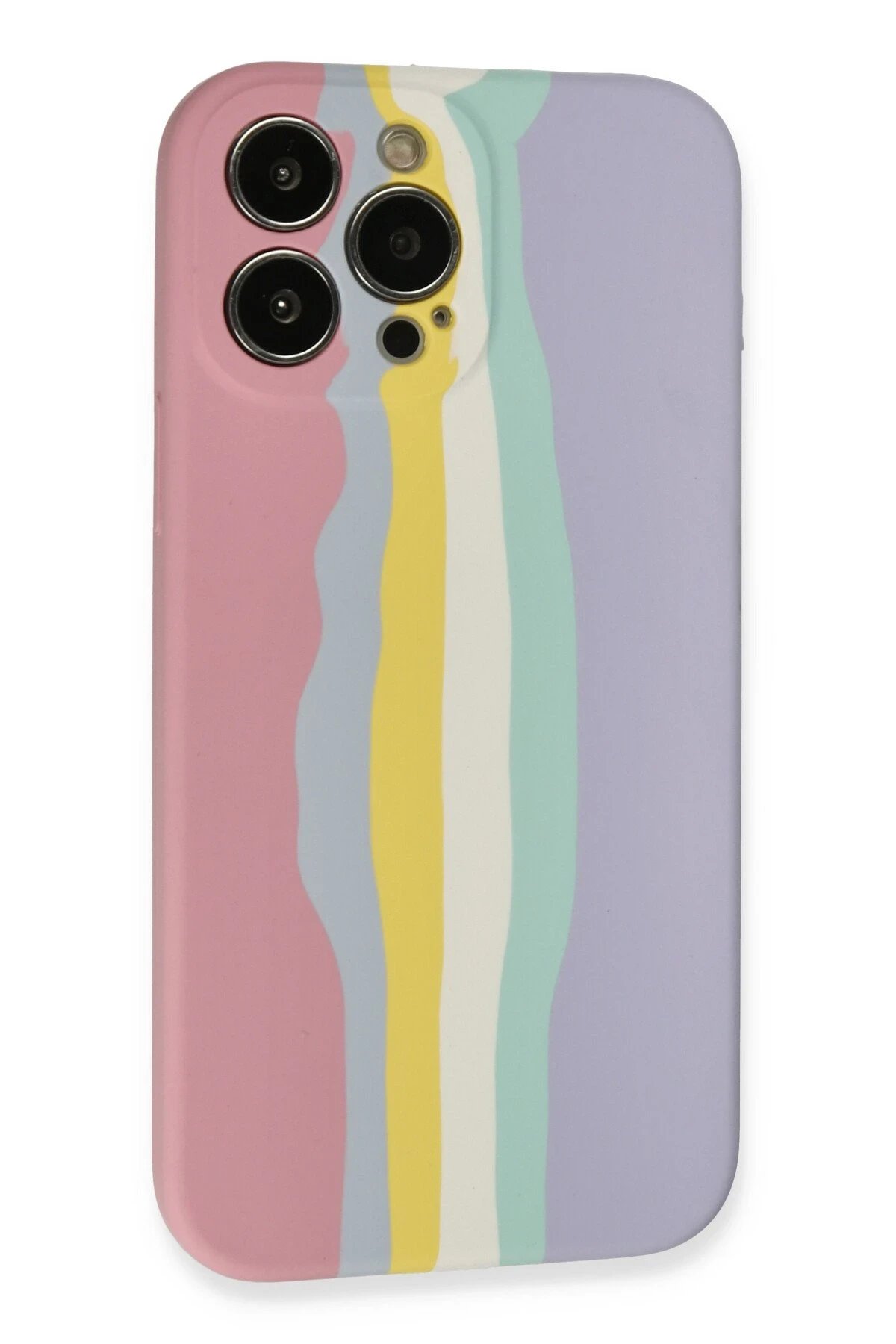 Newface iPhone 13 Pro Kılıf Ebruli Lansman Silikon - Pembe-Lila