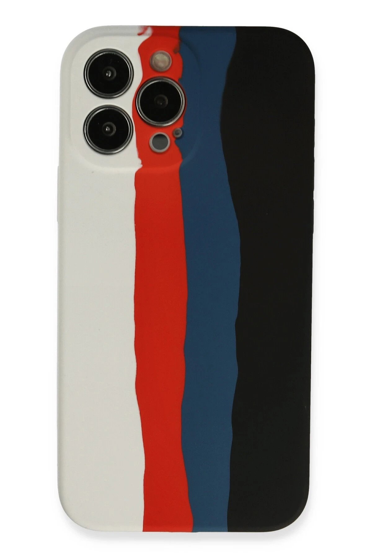 Newface iPhone 13 Pro Kılıf Ebruli Lansman Silikon - Beyaz-Siyah