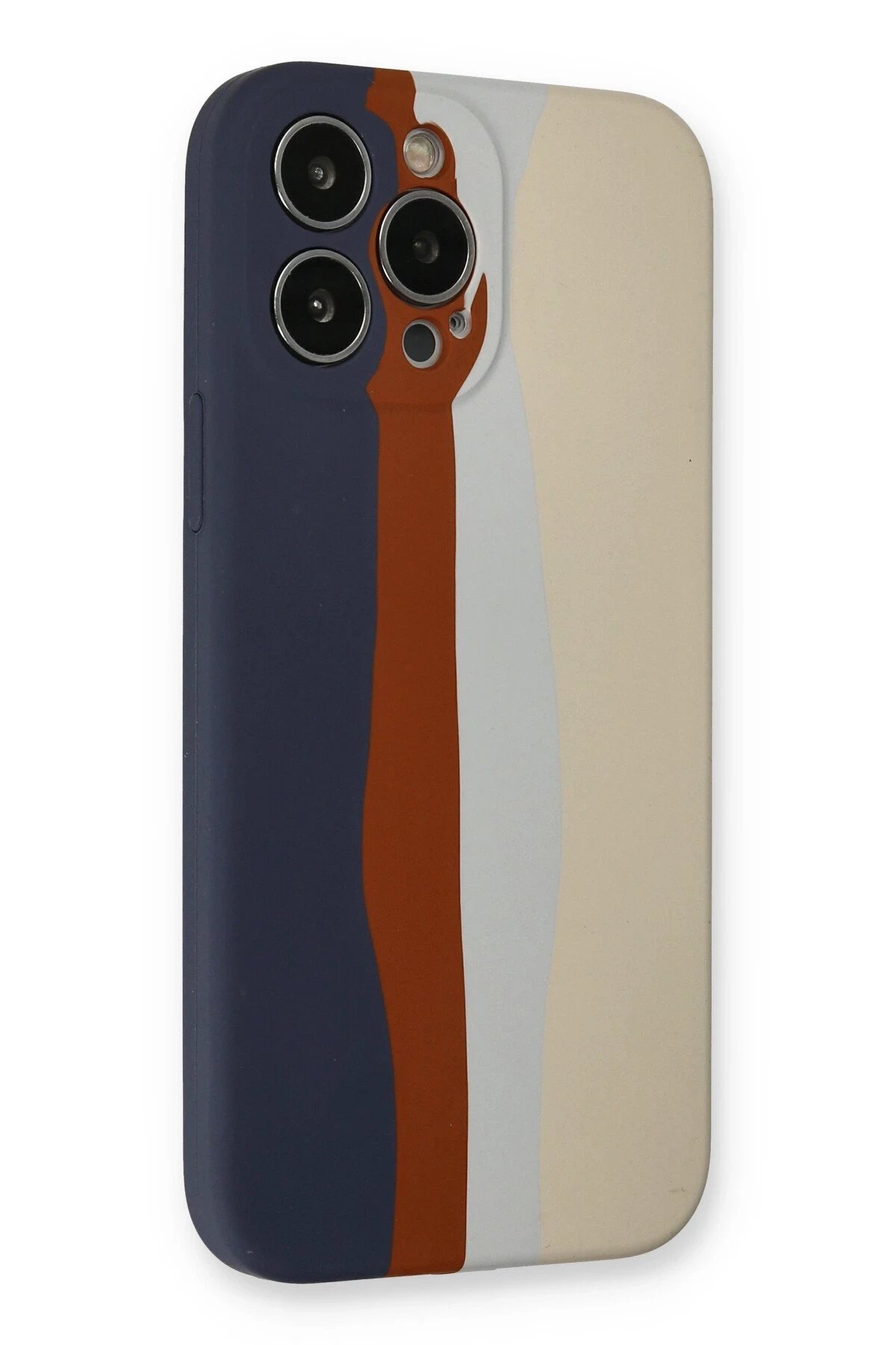 Newface iPhone 13 Pro Kılıf Ebruli Lansman Silikon - Lacivert-Krem