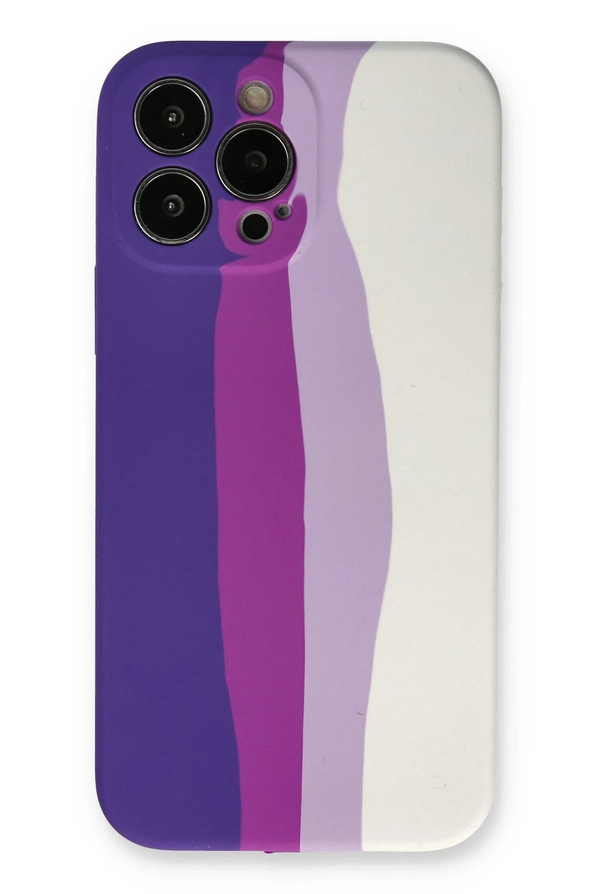 Newface iPhone 13 Pro Kılıf Ebruli Lansman Silikon - Mor-Beyaz