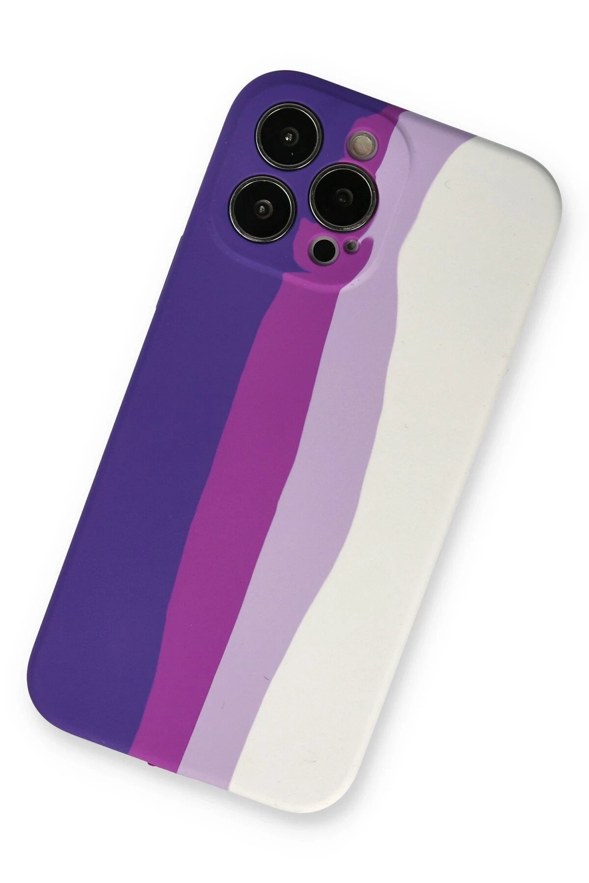 Newface iPhone 13 Pro Kılıf Ebruli Lansman Silikon - Mor-Beyaz