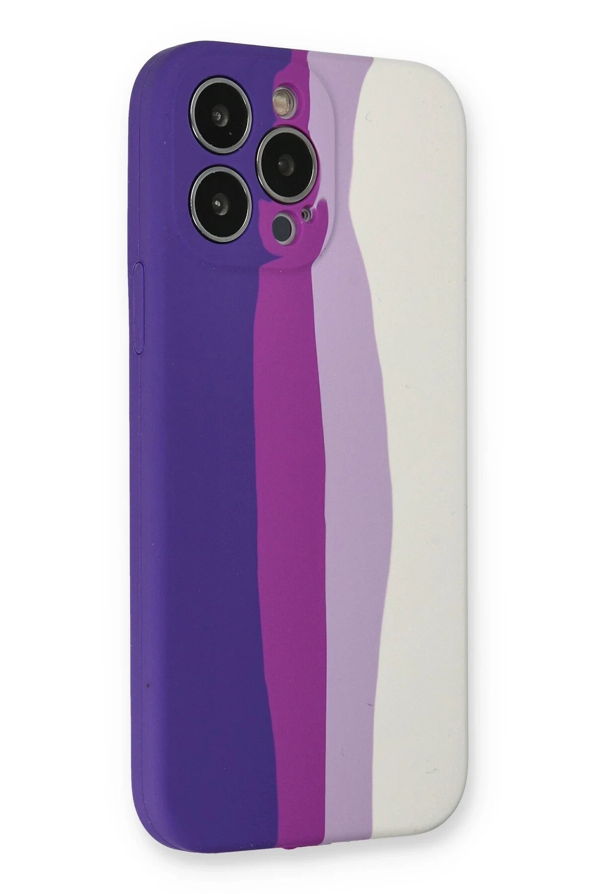 Newface iPhone 13 Pro Kılıf Ebruli Lansman Silikon - Mor-Beyaz