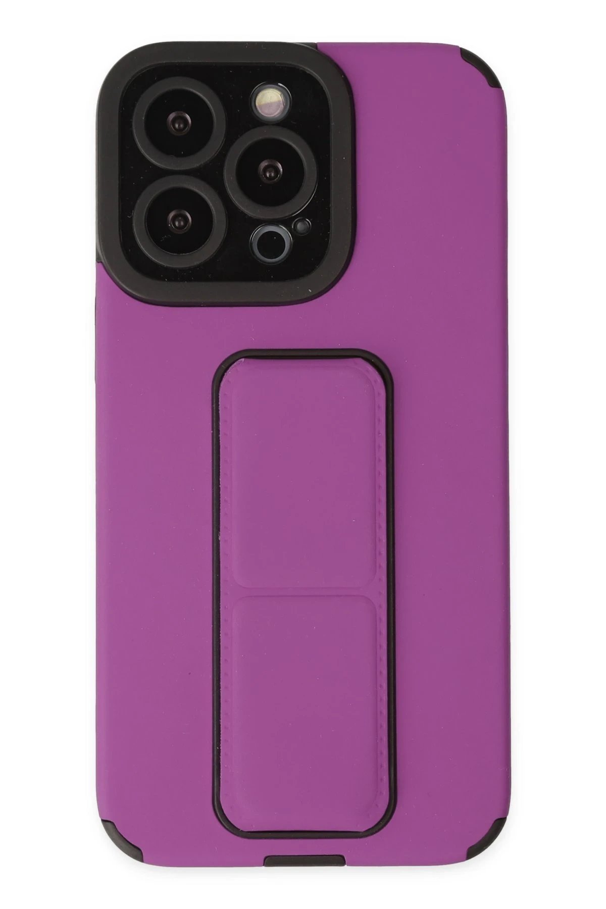 Newface iPhone 14 Pro Kılıf Mega Standlı Silikon - Mor