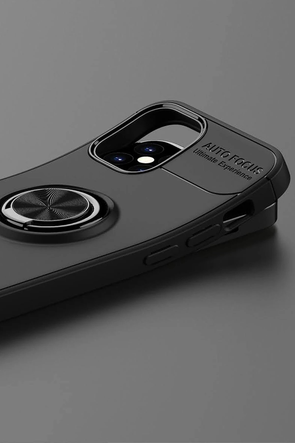 Newface iPhone 12 Mini Kılıf Range Yüzüklü Silikon - Siyah-Kırmızı