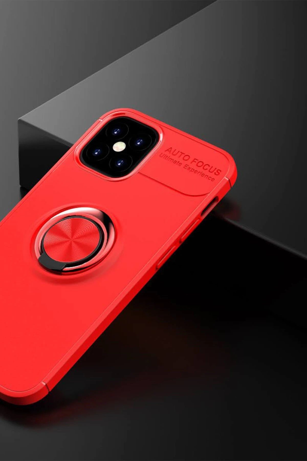 Newface iPhone 12 Mini Kılıf Range Yüzüklü Silikon - Kırmızı