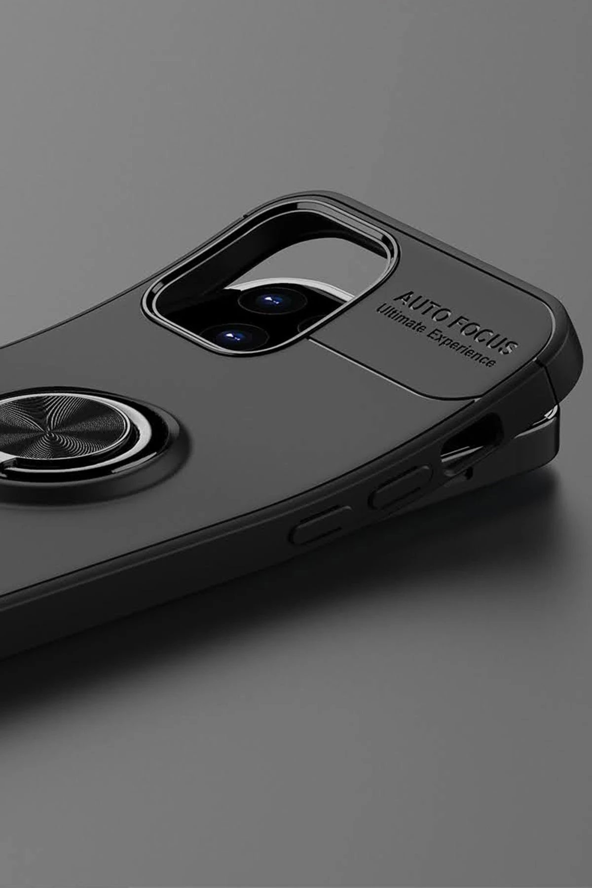 Newface iPhone 12 Kılıf Range Yüzüklü Silikon - Siyah-Mavi