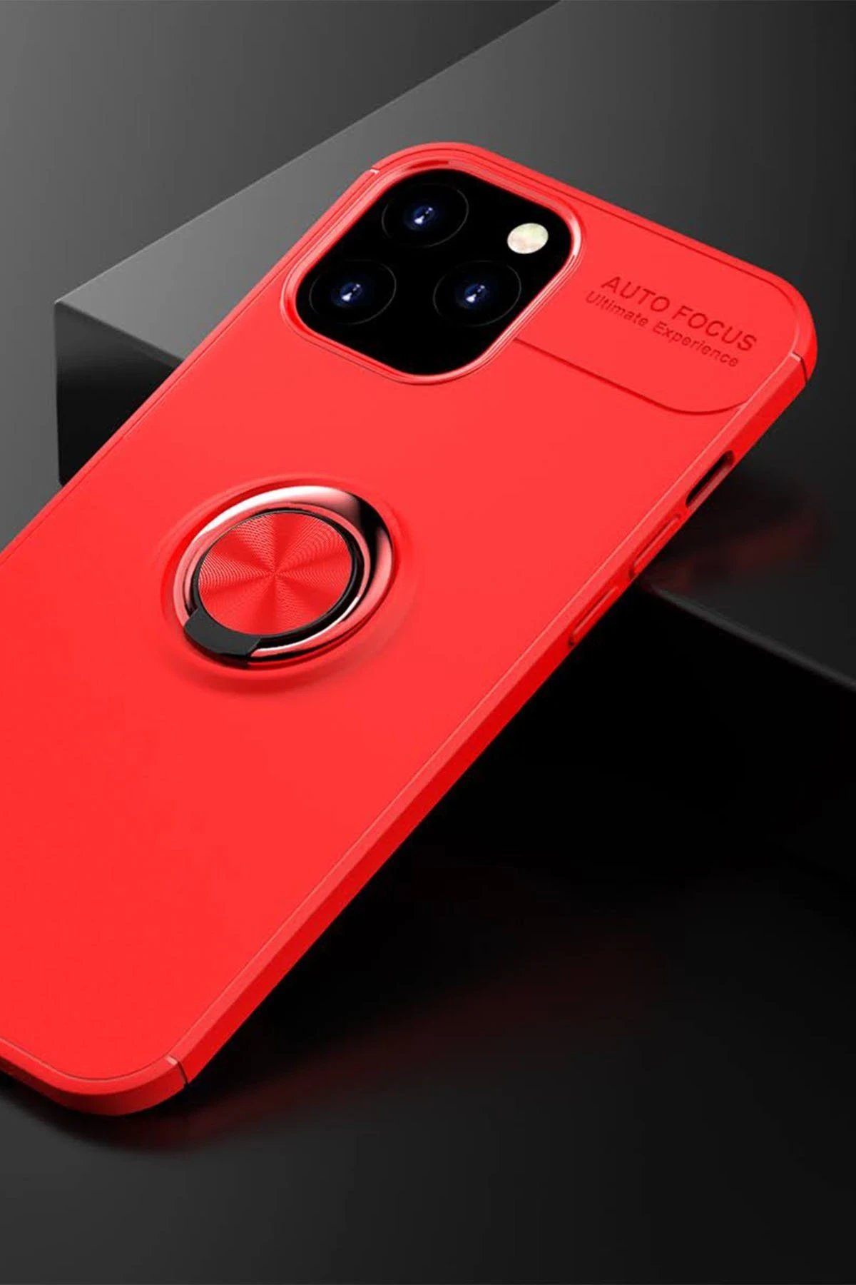 Newface iPhone 12 Pro Max Kılıf Range Yüzüklü Silikon - Kırmızı