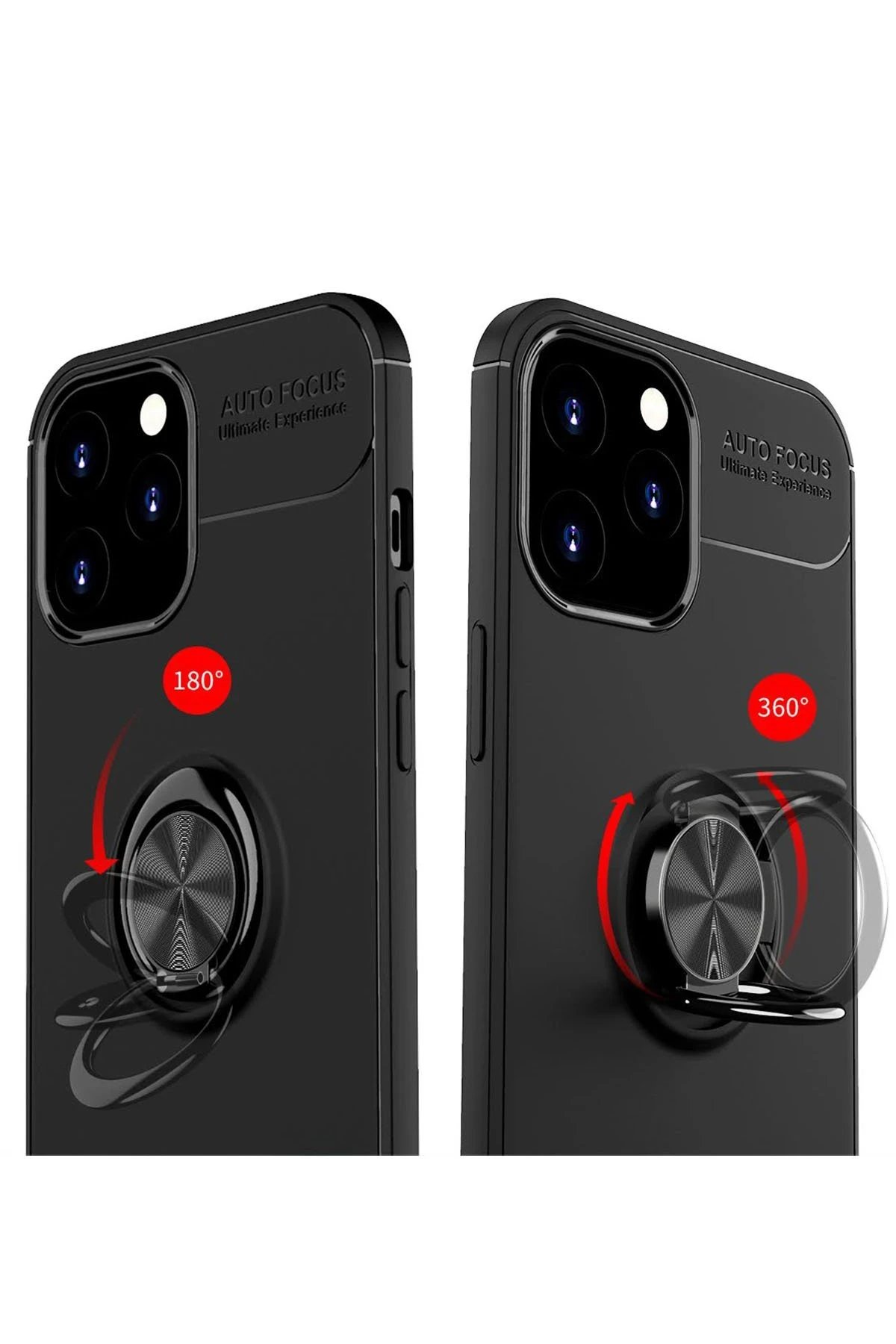 Newface iPhone 12 Pro Max Kılıf Range Yüzüklü Silikon - Kırmızı