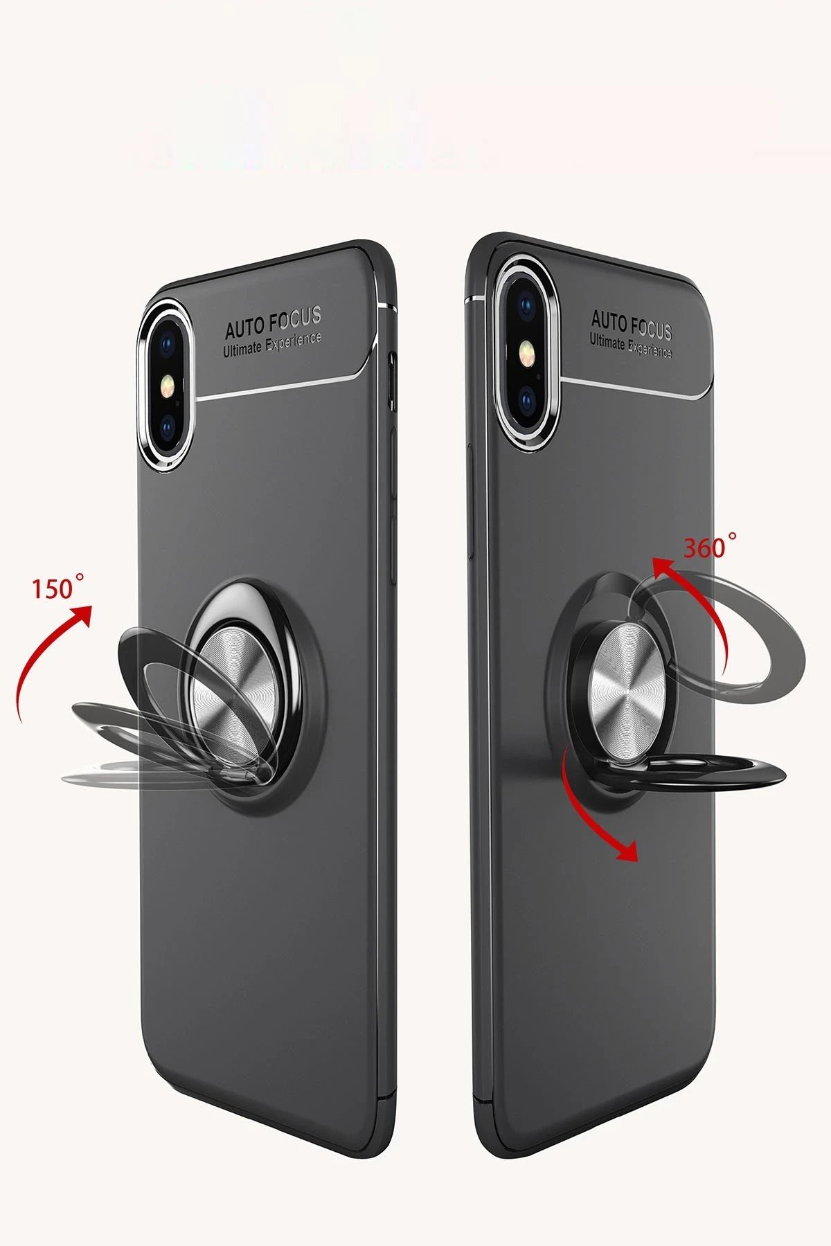 Newface iPhone XS Kılıf Range Yüzüklü Silikon - Siyah