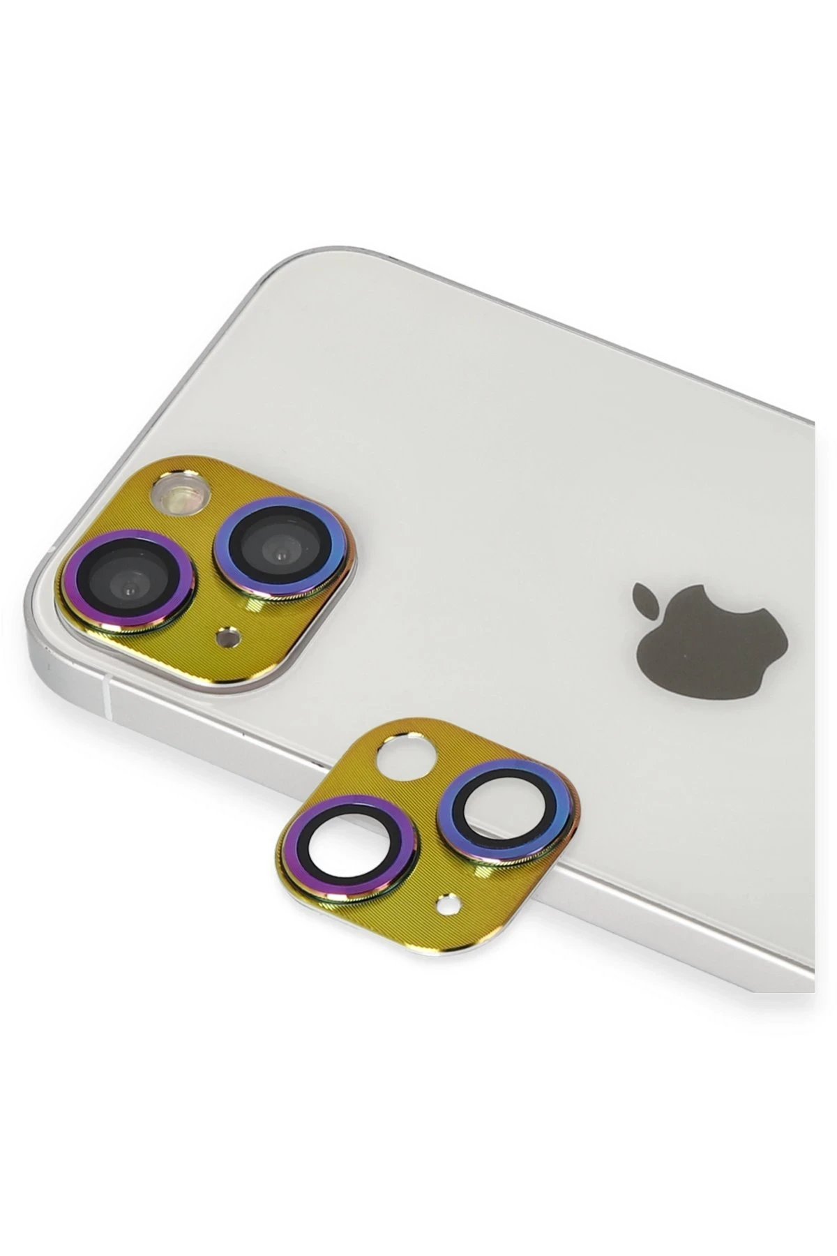 Newface iPhone 13 Pers Alüminyum Kamera Lens - Rainbow