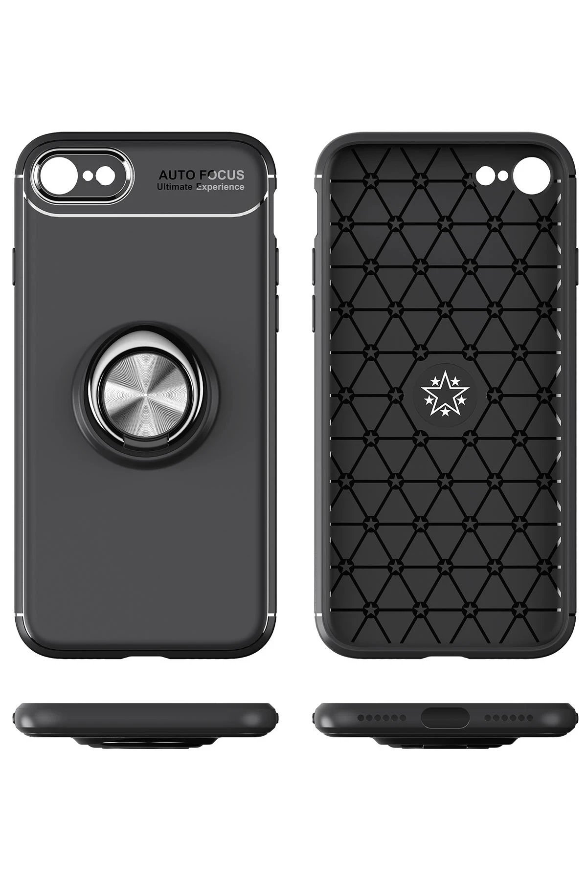 Newface iPhone 7 Kılıf Range Yüzüklü Silikon - Kırmızı