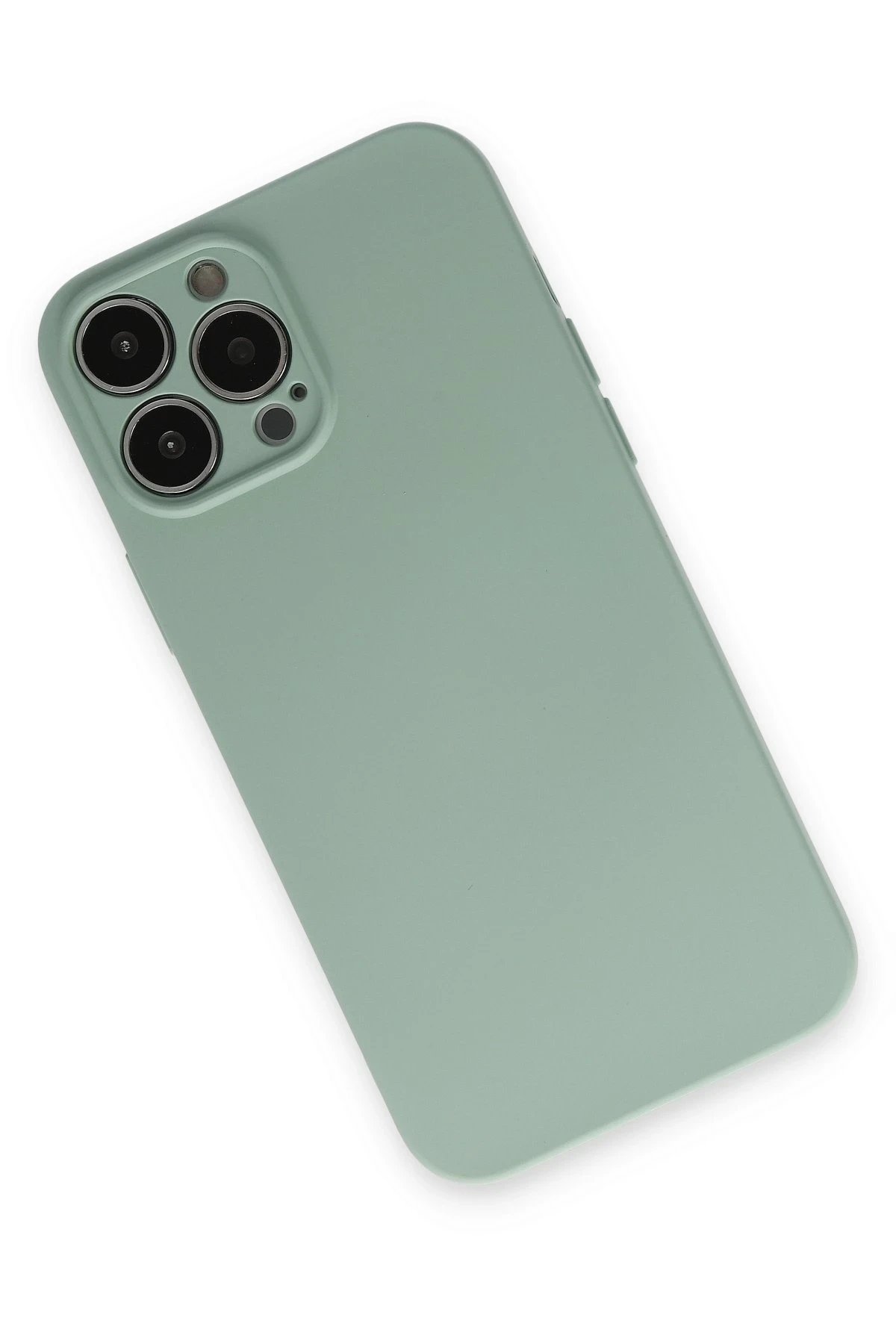 Newface iPhone 13 Pro Max Kılıf Nano içi Kadife Silikon - Su Yeşili