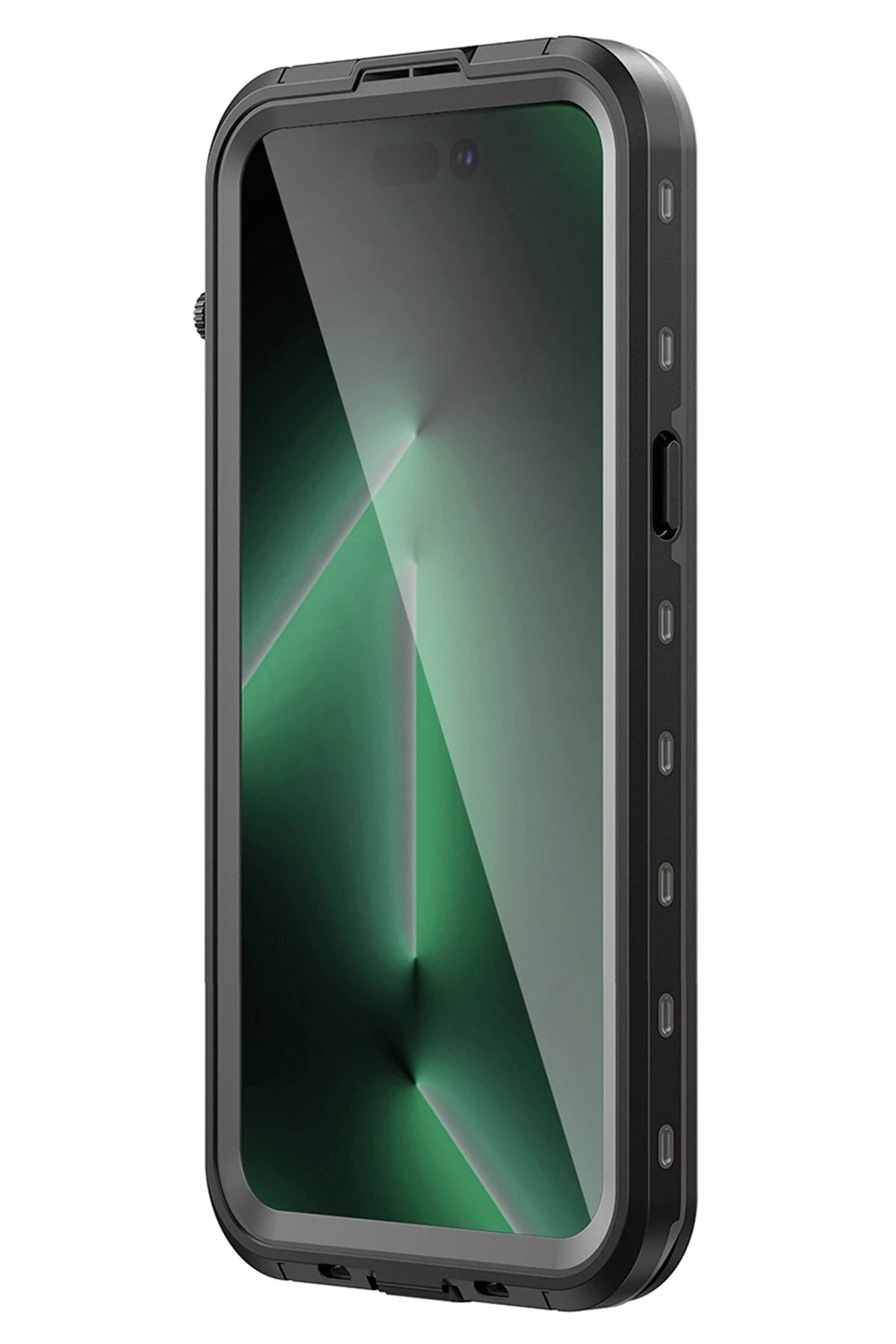 Newface iPhone 14 Pro Max Kılıf Red Pepper Magneticsafe Su Geçirmez Kılıf - Siyah-Gri