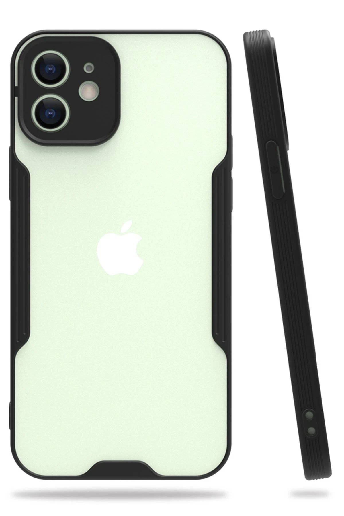 Newface iPhone 12 Kılıf Platin Silikon - Siyah