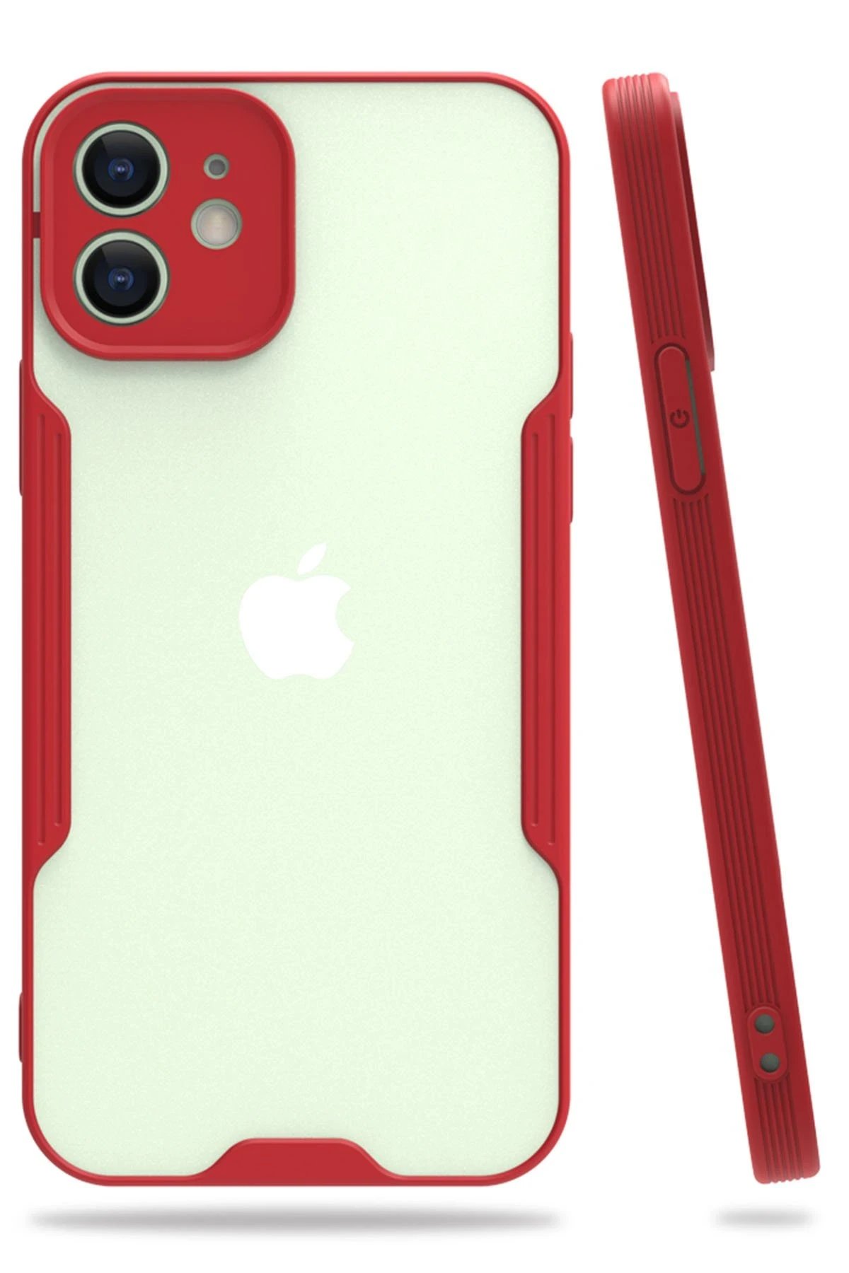 Newface iPhone 12 Kılıf Platin Silikon - Kırmızı