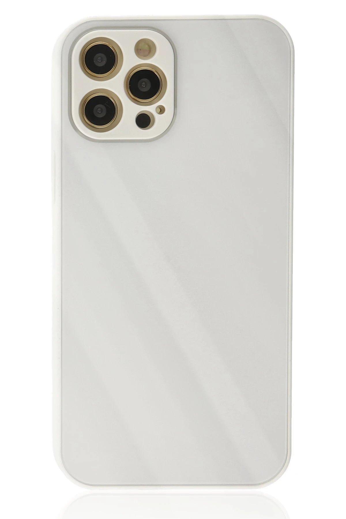 Newface iPhone 12 Pro Kılıf Glass Kapak - Beyaz