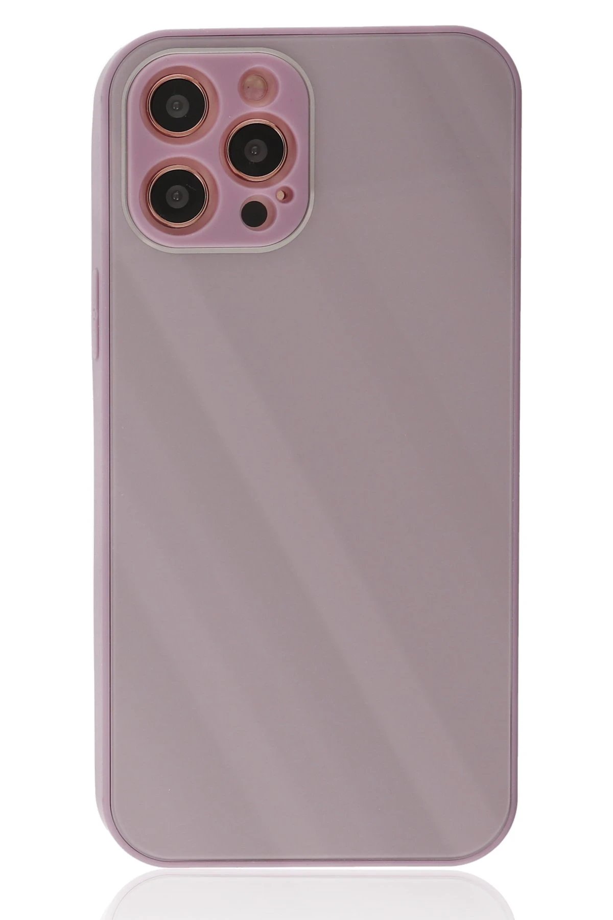 Newface iPhone 12 Pro Kılıf Glass Kapak - Mor