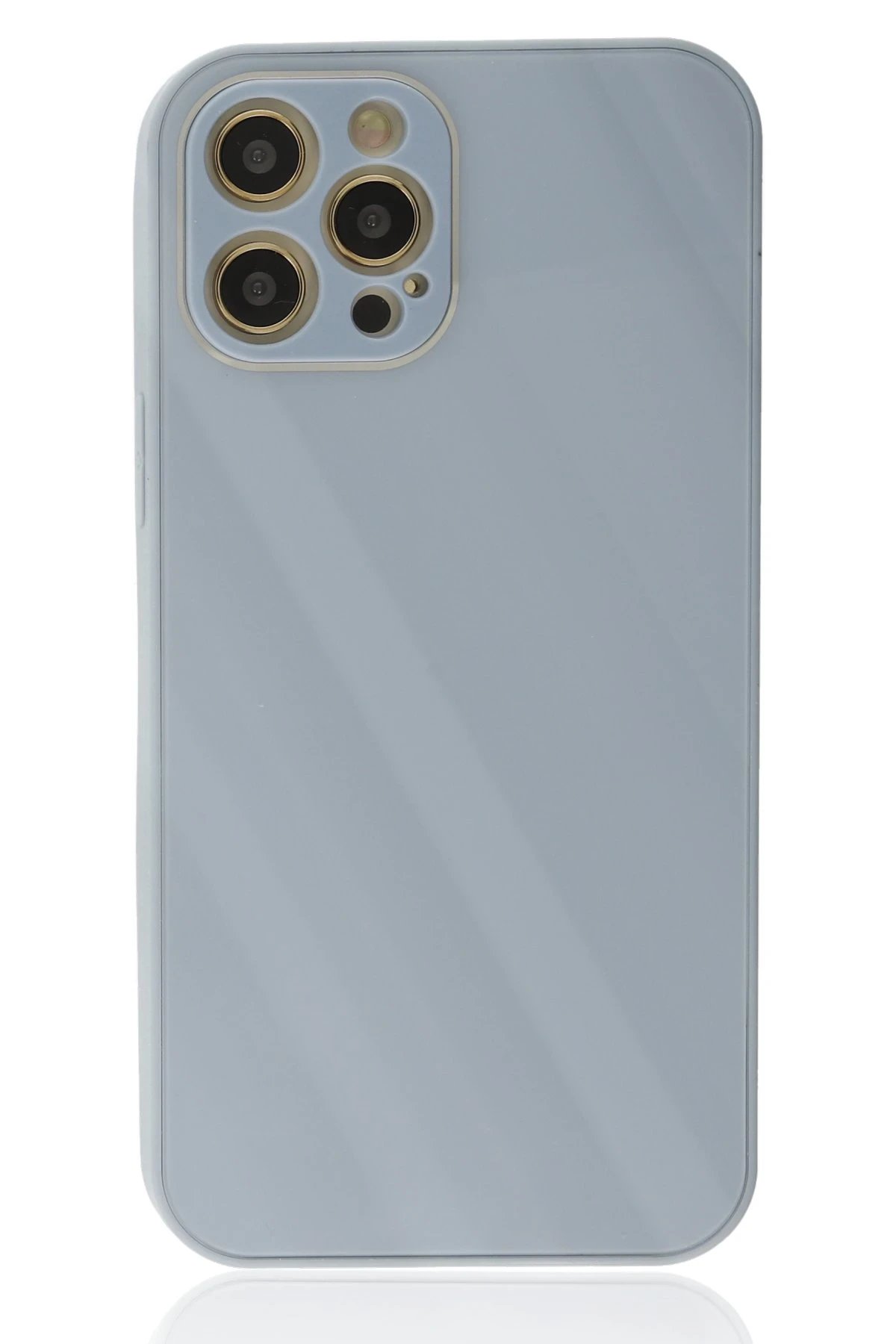 Newface iPhone 12 Pro Kılıf Glass Kapak - Sky Blue