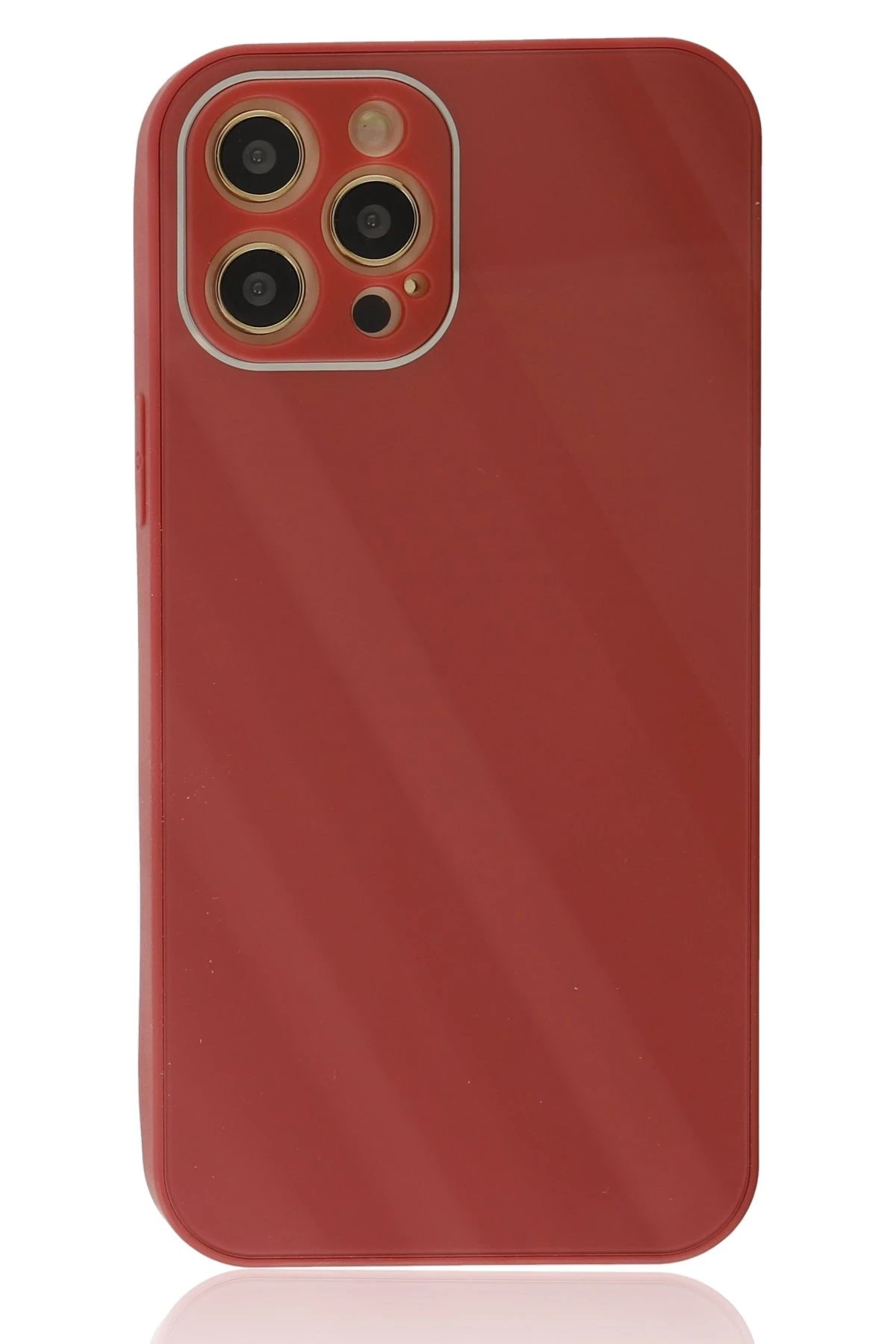 Newface iPhone 12 Pro Kılıf Glass Kapak - Bordo