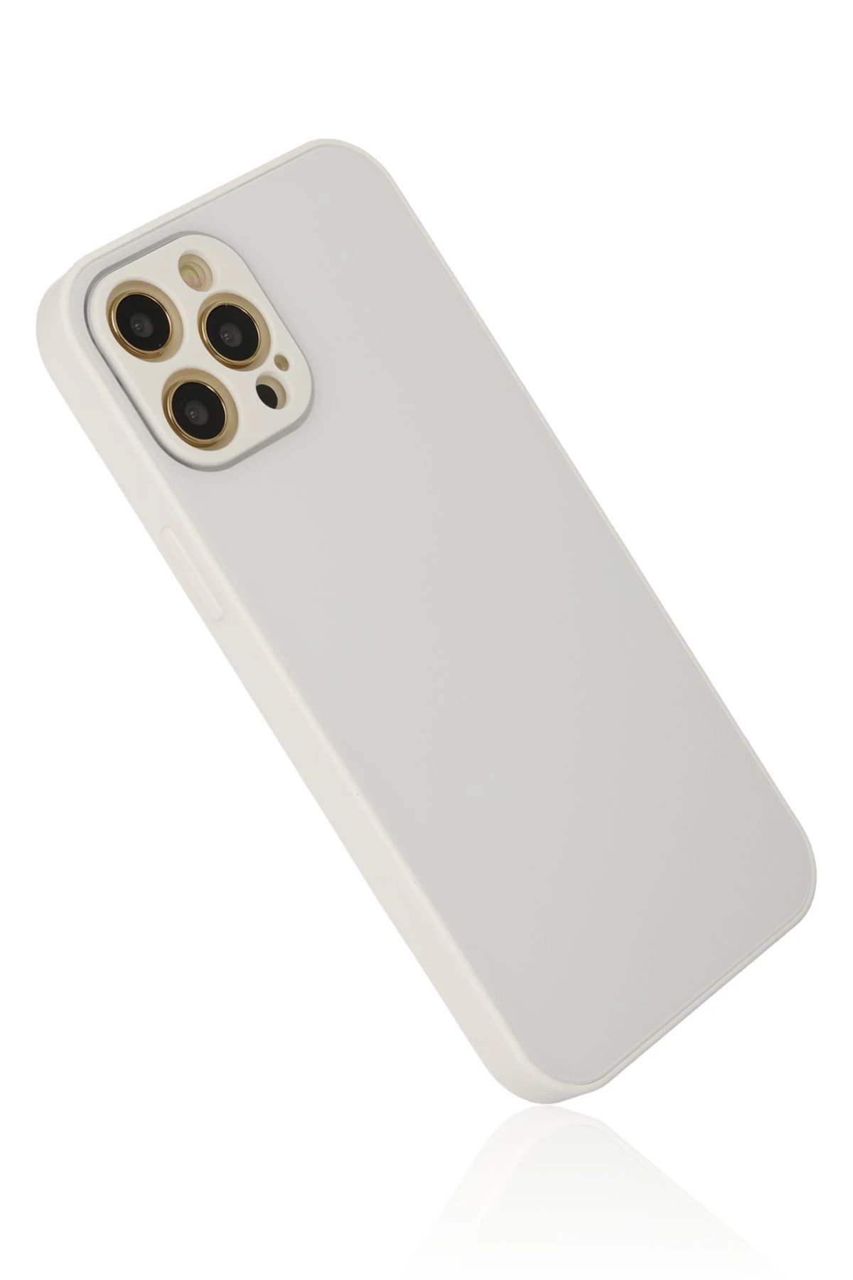 Newface iPhone 12 Pro Max Kılıf Glass Kapak - Beyaz