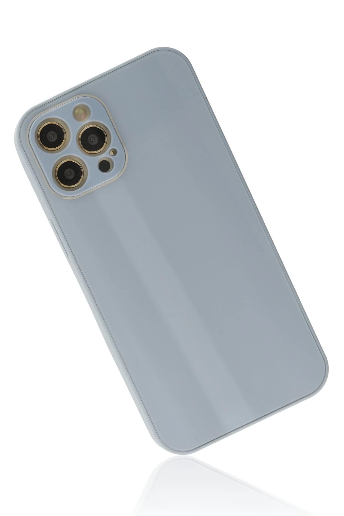 Newface iPhone 12 Pro Max Kılıf Glass Kapak - Sky Blue