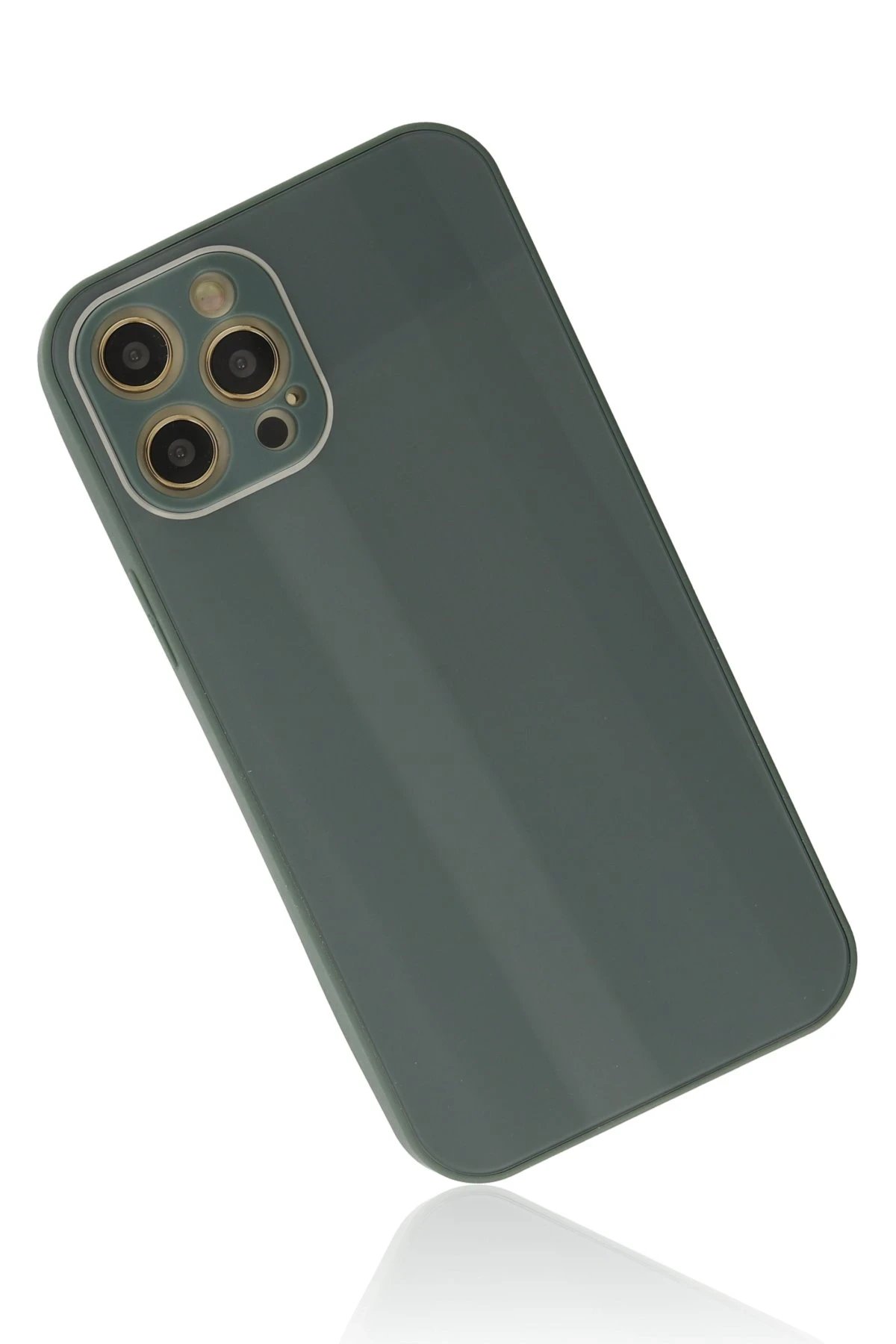 Newface iPhone 12 Pro Max Kılıf Glass Kapak - Koyu Yeşil