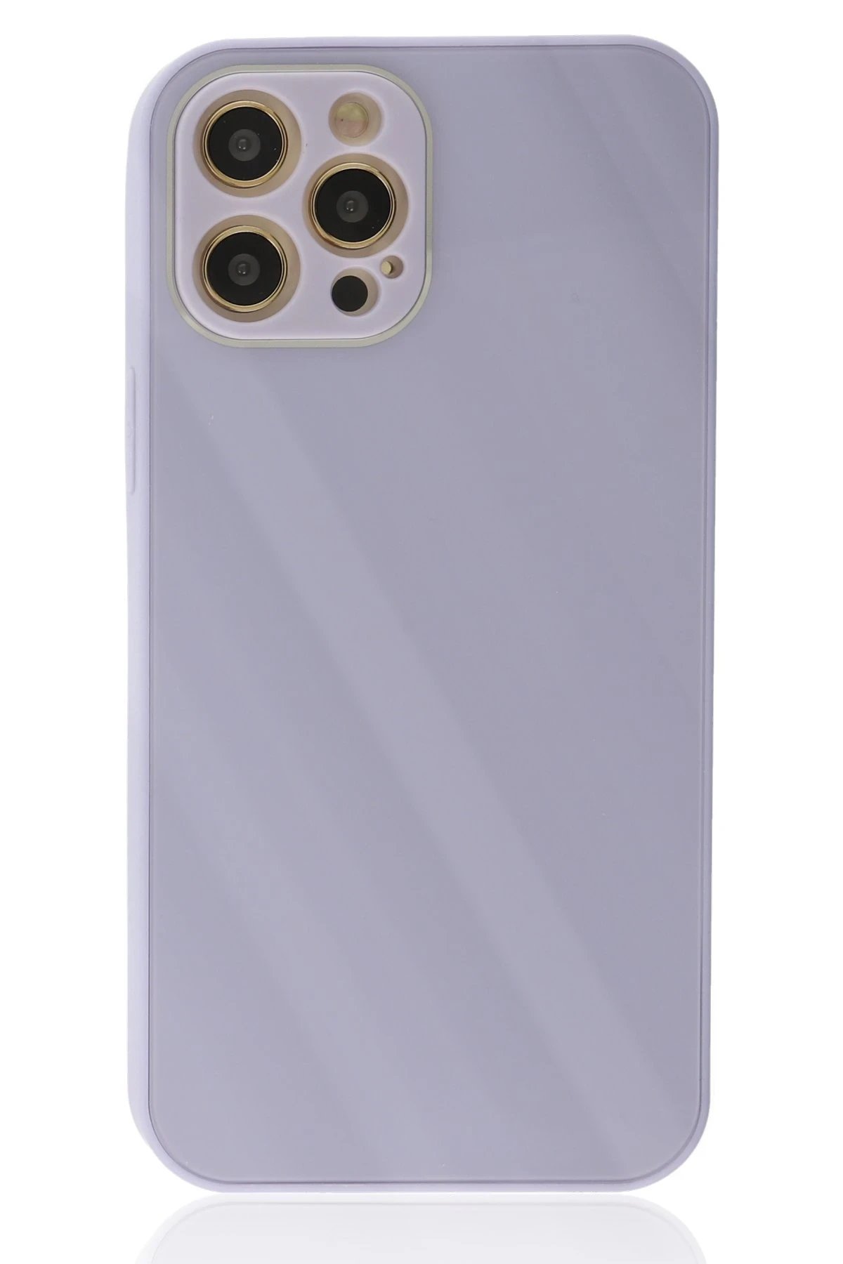 Newface iPhone 12 Pro Max Kılıf Glass Kapak - Lila