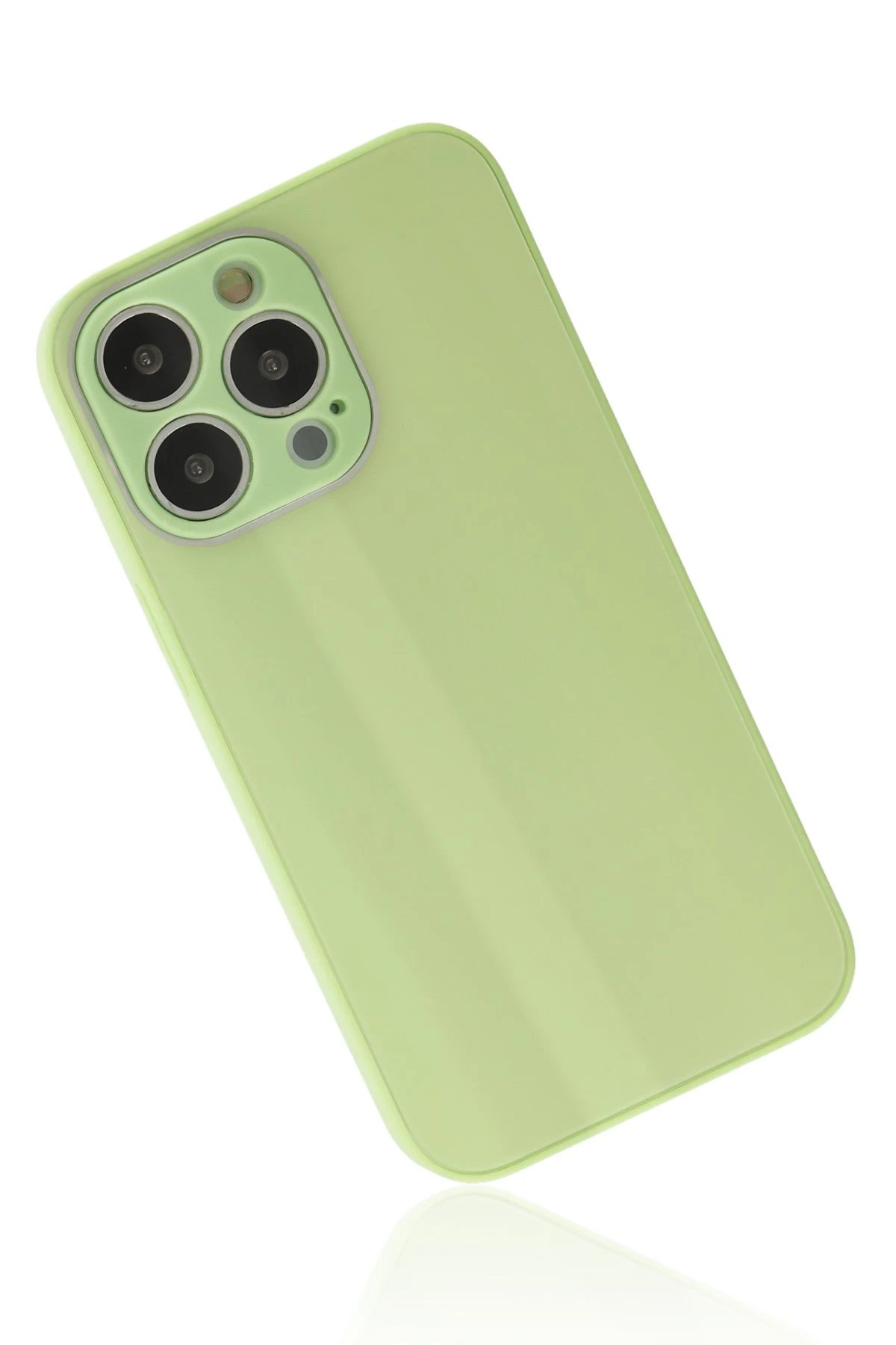 Newface iPhone 13 Pro Kılıf Glass Kapak - Açık Yeşil