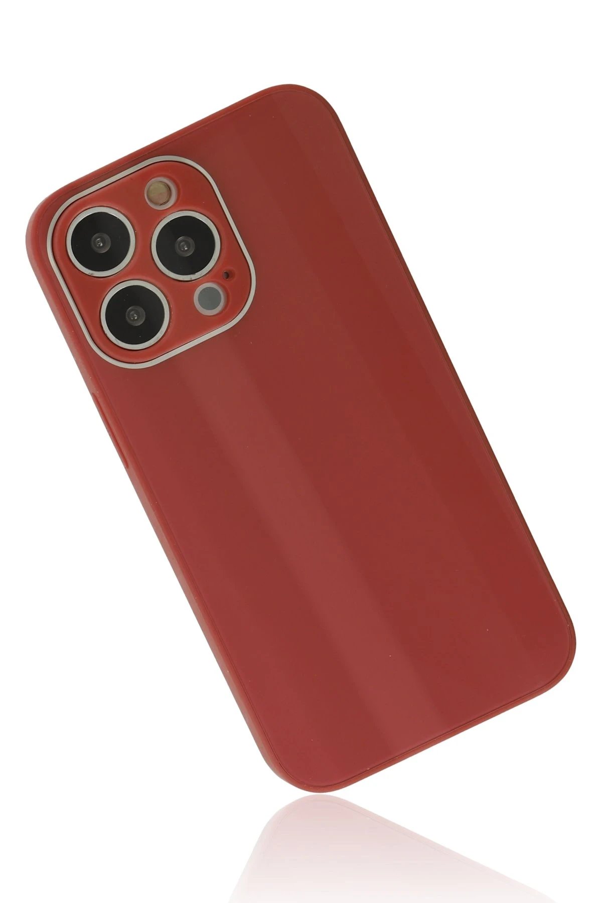 Newface iPhone 13 Pro Kılıf Glass Kapak - Bordo