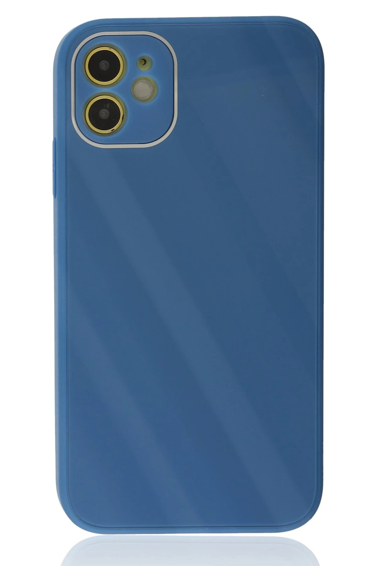 Newface iPhone 12 Kılıf Glass Kapak - Mavi