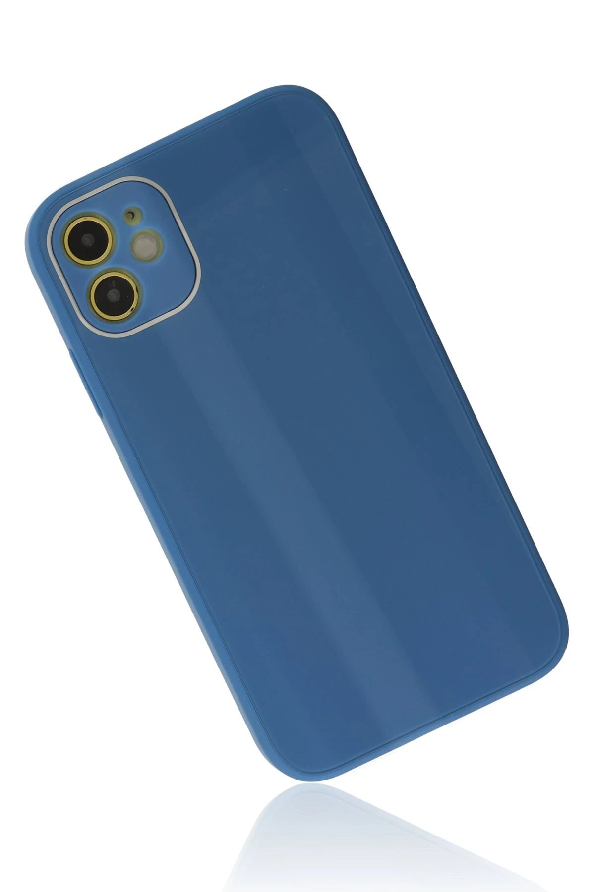 Newface iPhone 12 Kılıf Glass Kapak - Mavi