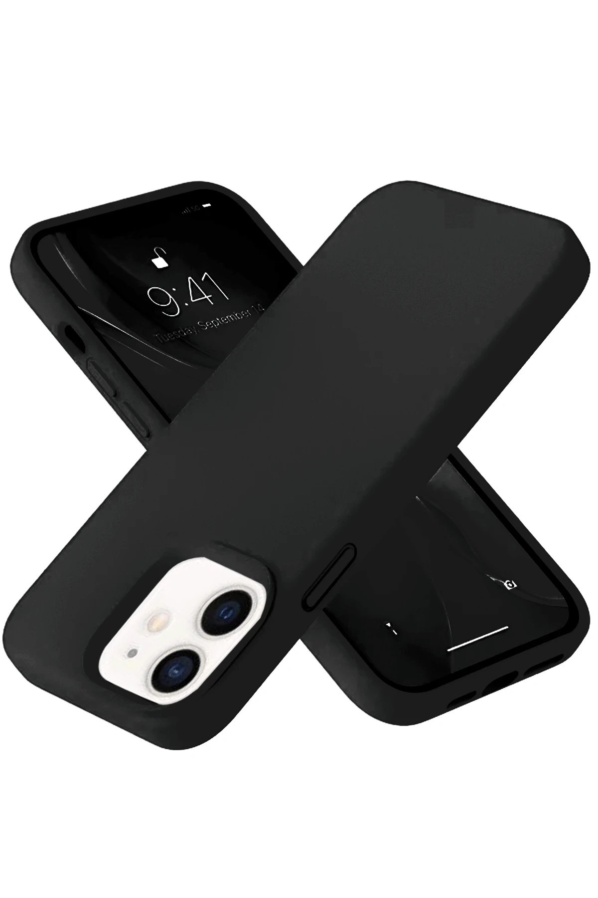 Newface iPhone 12 Kılıf Nano içi Kadife Silikon- Siyah